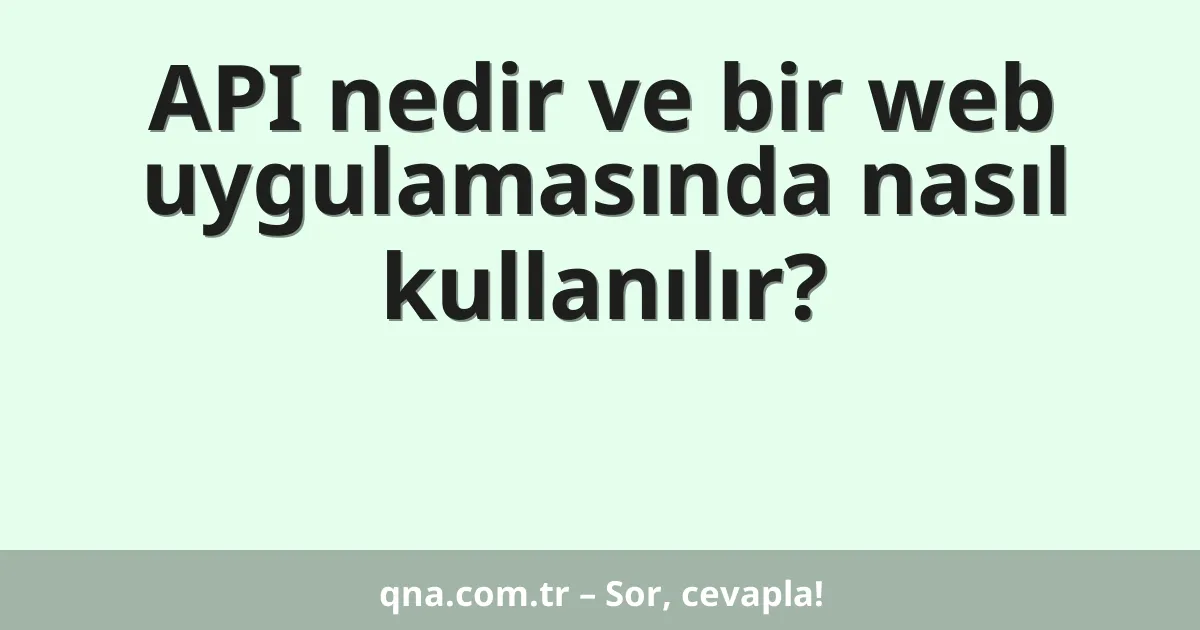 API nedir ve bir web uygulamasında nasıl kullanılır?