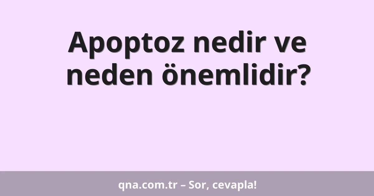 Apoptoz nedir ve neden önemlidir?