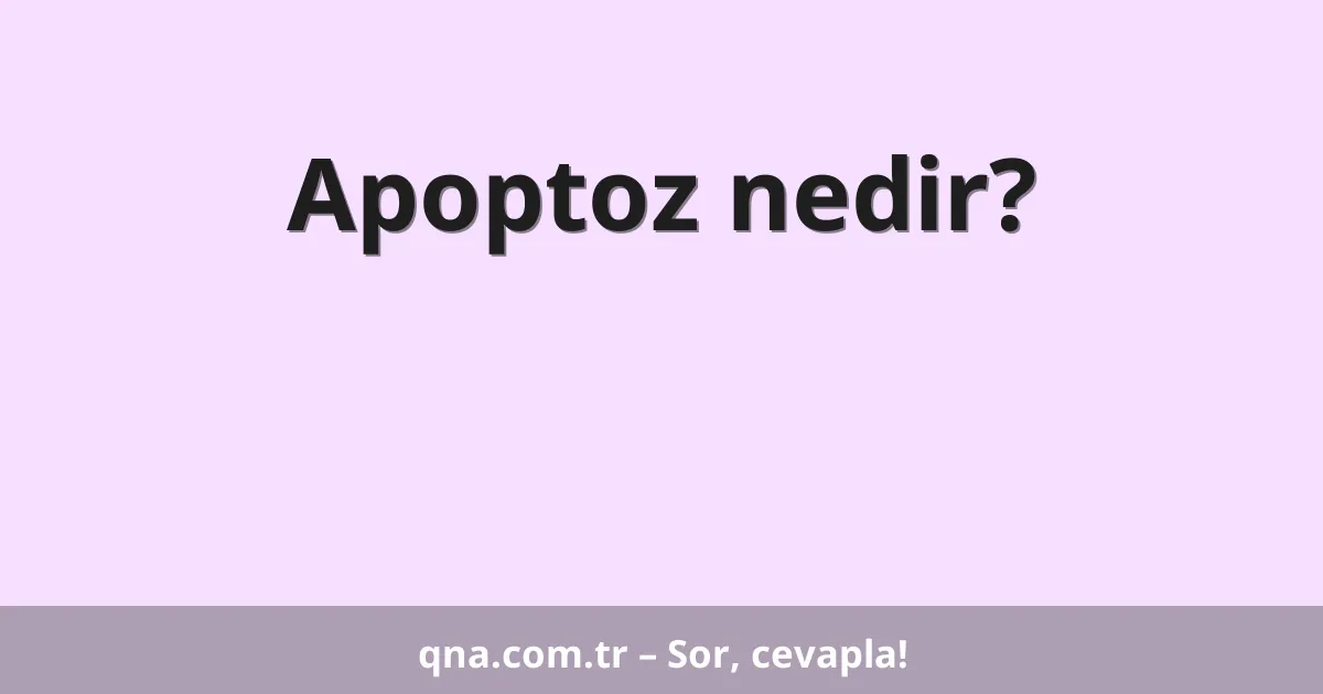 Apoptoz nedir?