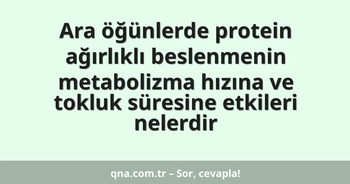 Ara öğünlerde protein ağırlıklı beslenmenin metabolizma hızına ve tokluk süresine etkileri nelerdir