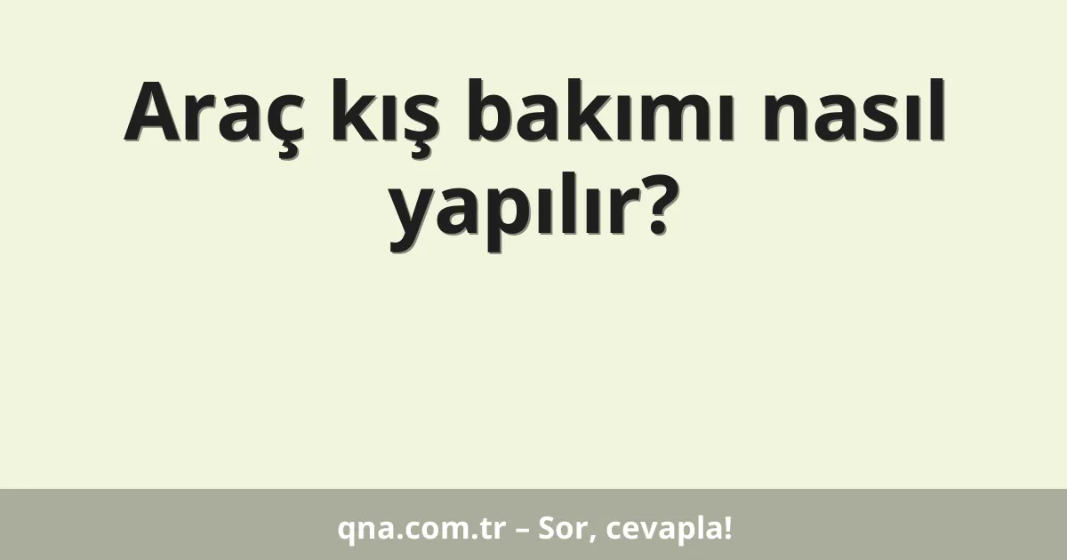 Araç kış bakımı nasıl yapılır?