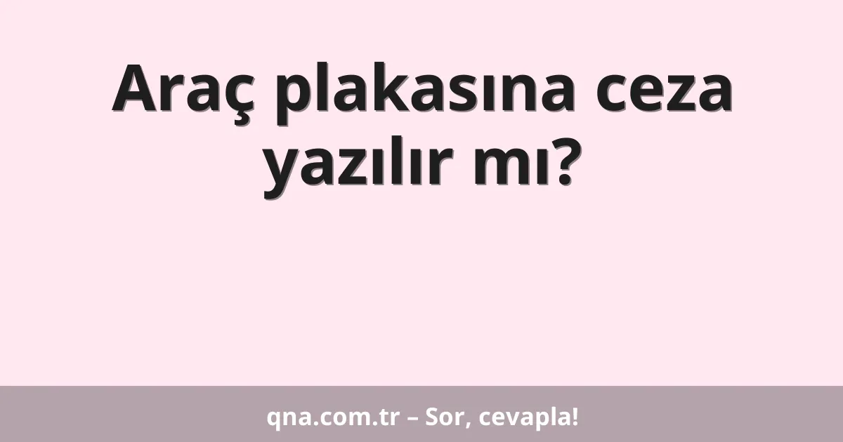 Araç plakasına ceza yazılır mı?