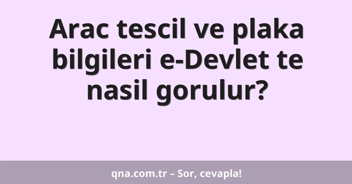 Arac tescil ve plaka bilgileri e-Devlet te nasil gorulur?