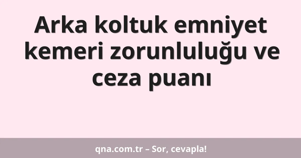 Arka koltuk emniyet kemeri zorunluluğu ve ceza puanı