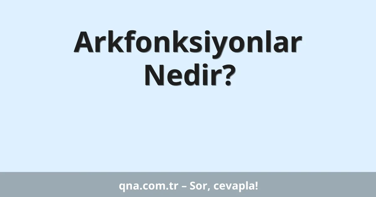 Arkfonksiyonlar Nedir?