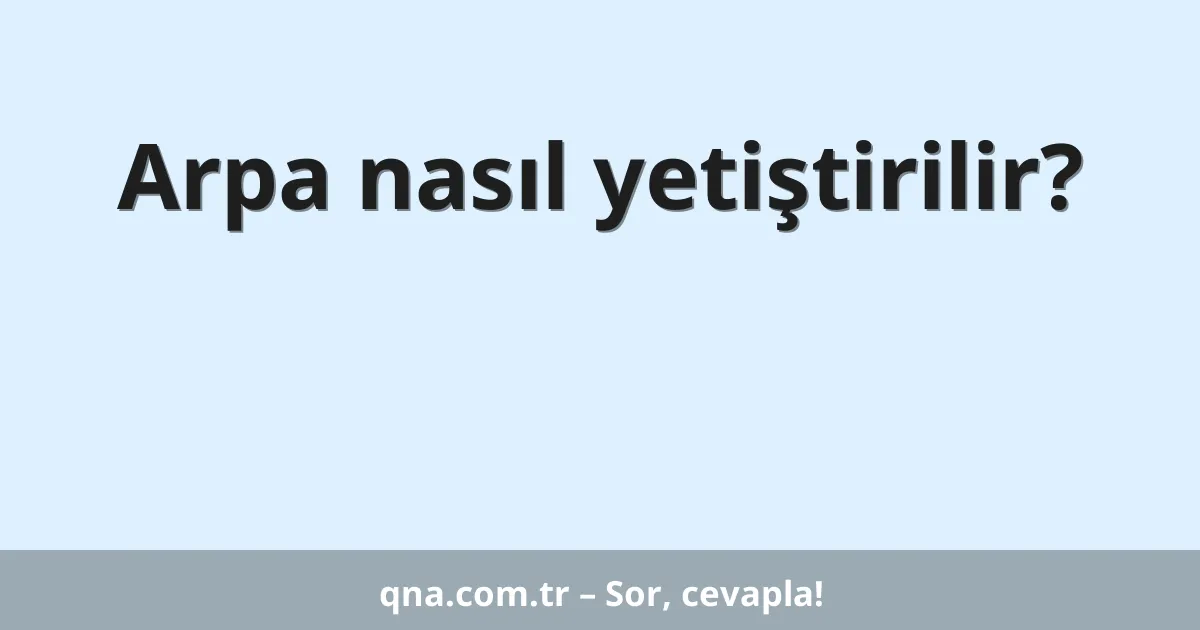 Arpa nasıl yetiştirilir?