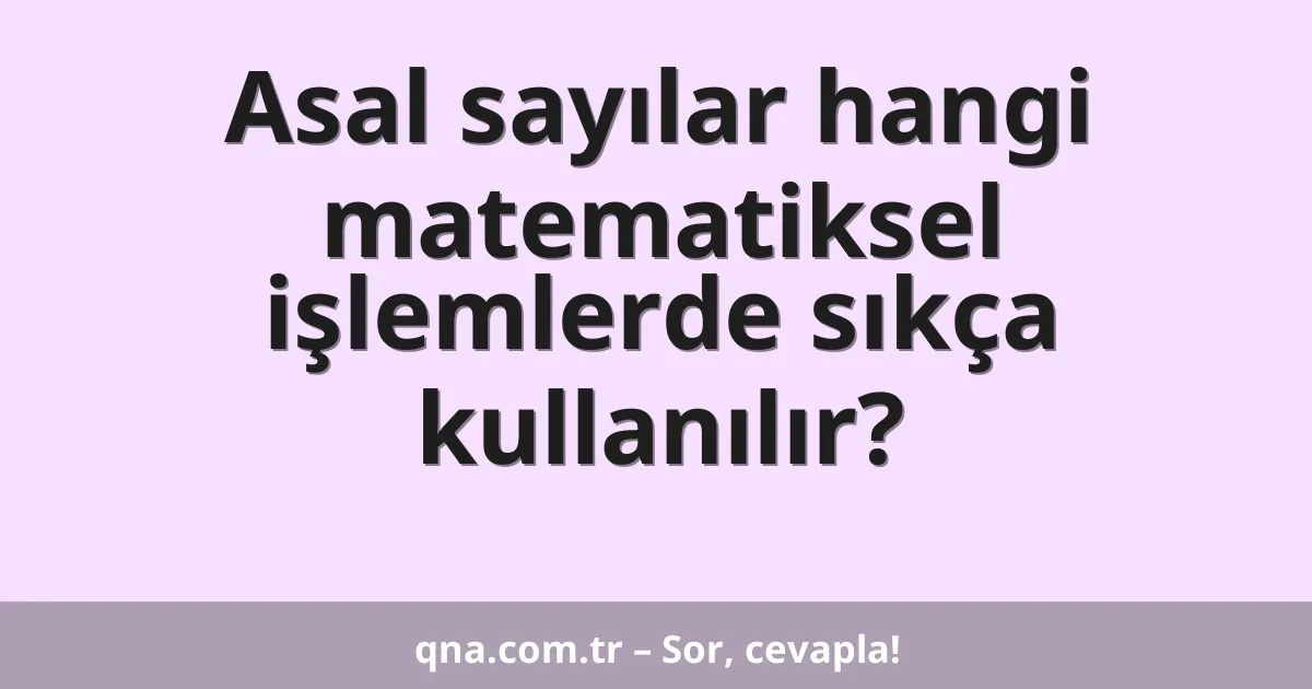 Asal sayılar hangi matematiksel işlemlerde sıkça kullanılır?