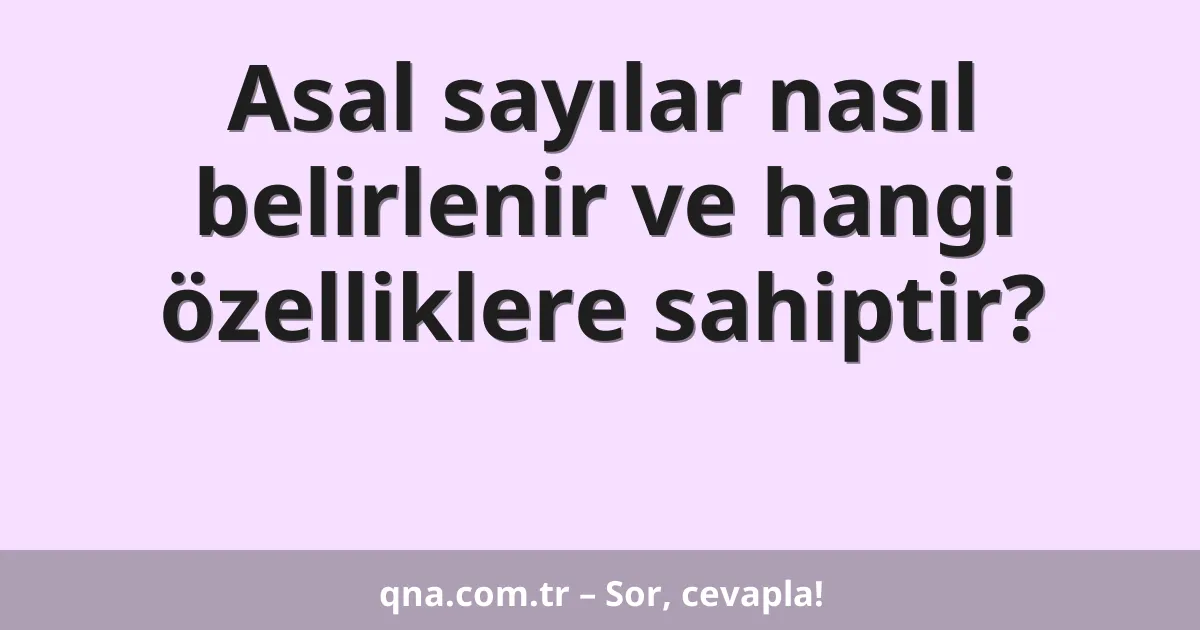 Asal sayılar nasıl belirlenir ve hangi özelliklere sahiptir?