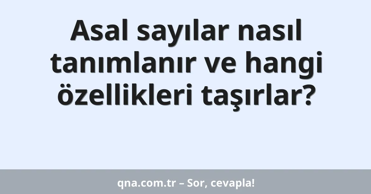 Asal sayılar nasıl tanımlanır ve hangi özellikleri taşırlar?