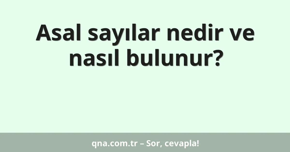 Asal sayılar nedir ve nasıl bulunur?