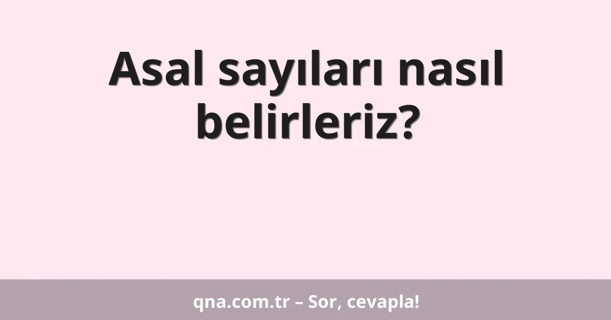 Asal sayıları nasıl belirleriz?