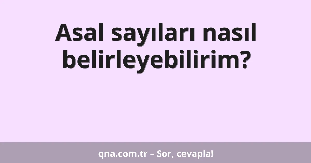 Asal sayıları nasıl belirleyebilirim?