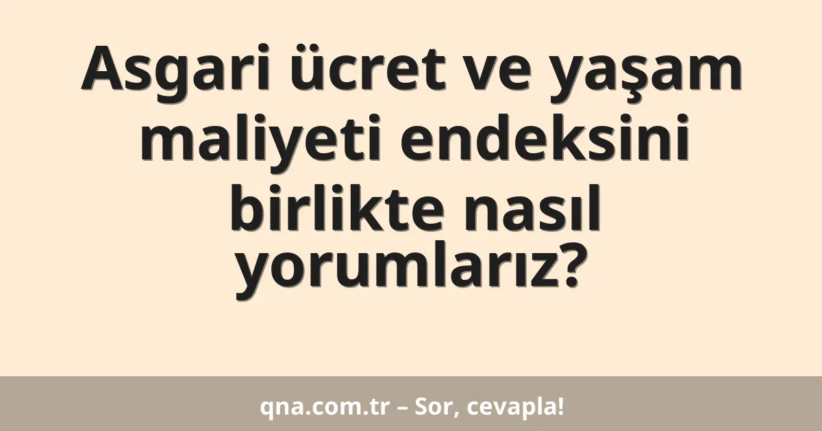 Asgari ücret ve yaşam maliyeti endeksini birlikte nasıl yorumlarız?