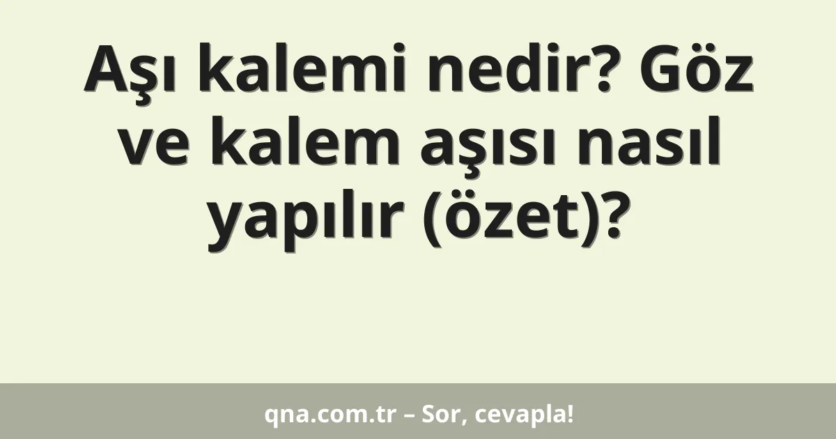 Aşı kalemi nedir? Göz ve kalem aşısı nasıl yapılır (özet)?