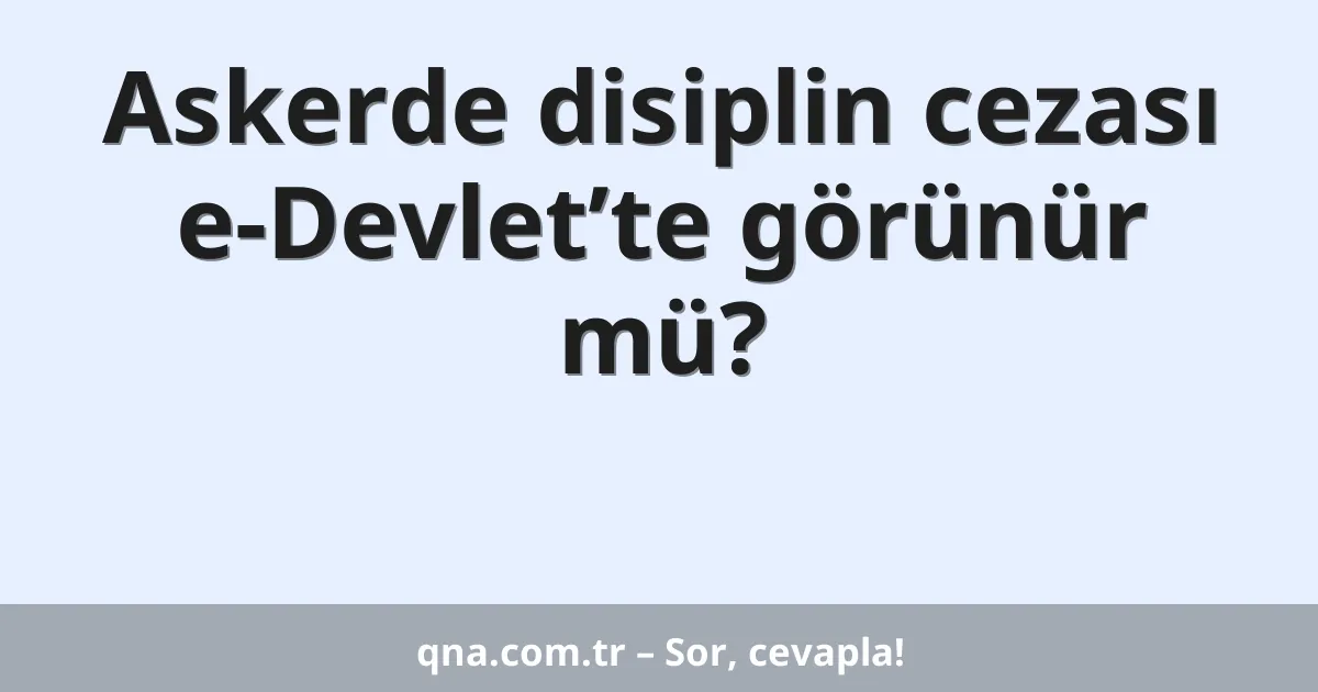 Askerde disiplin cezası e-Devlet’te görünür mü?