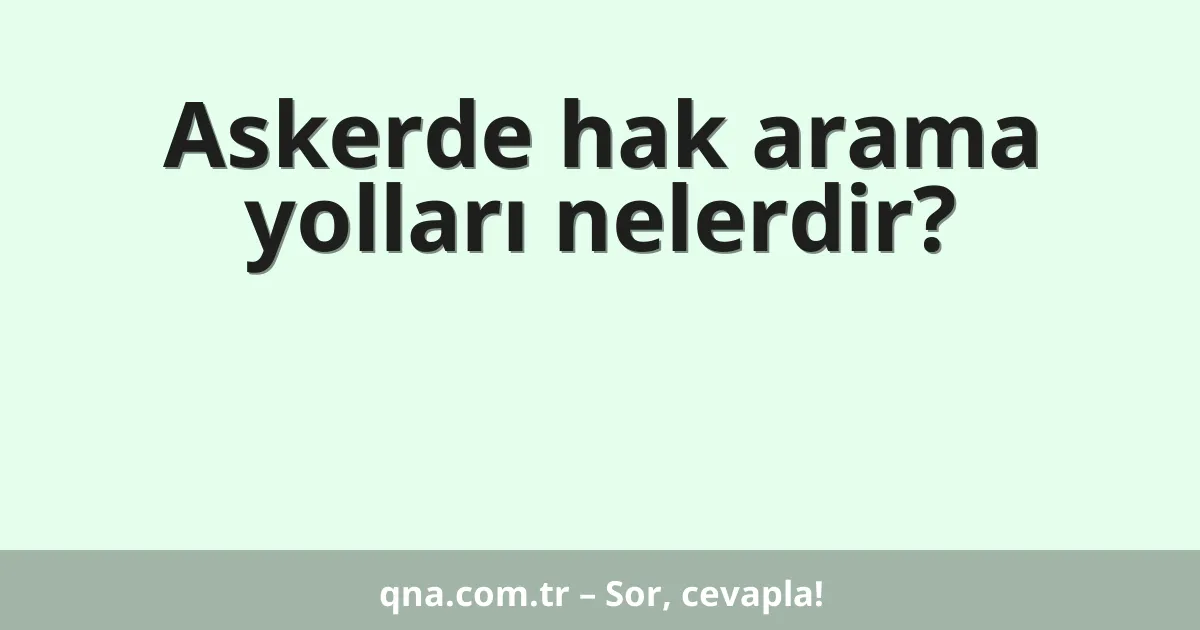 Askerde hak arama yolları nelerdir?