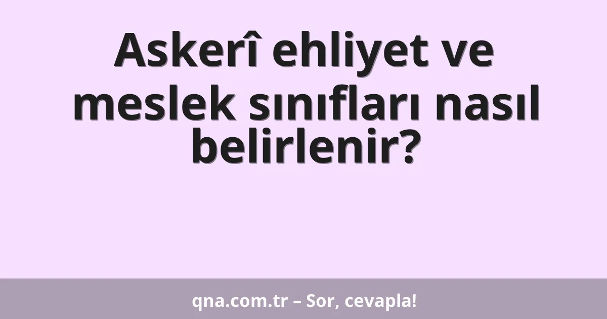 Askerî ehliyet ve meslek sınıfları nasıl belirlenir?