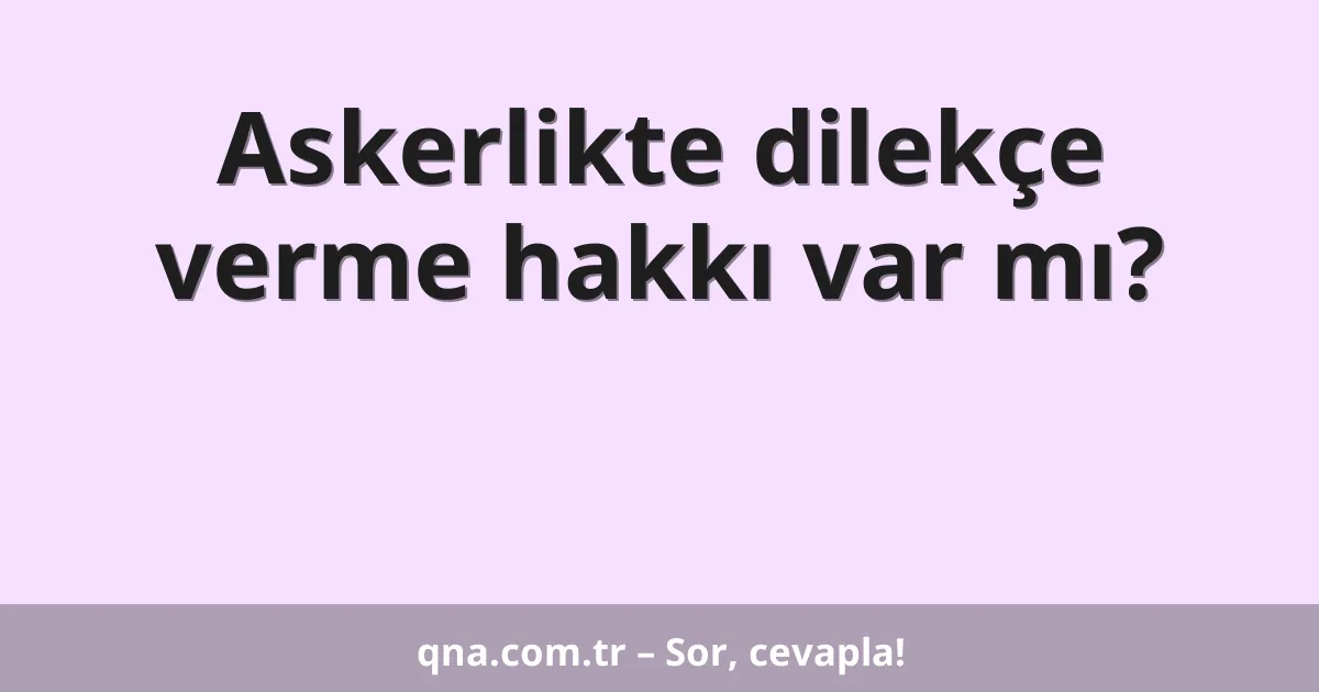 Askerlikte dilekçe verme hakkı var mı?