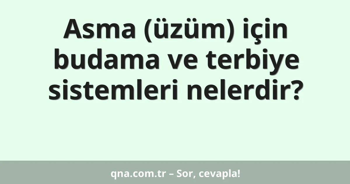 Asma (üzüm) için budama ve terbiye sistemleri nelerdir?