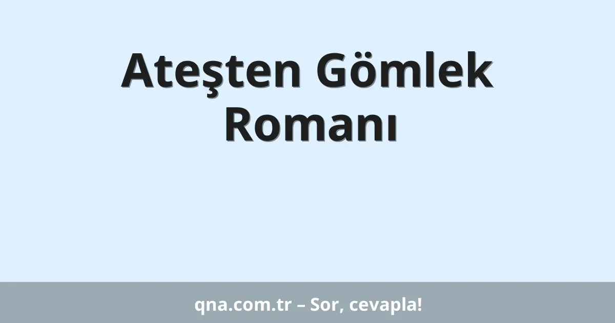Ateşten Gömlek Romanı