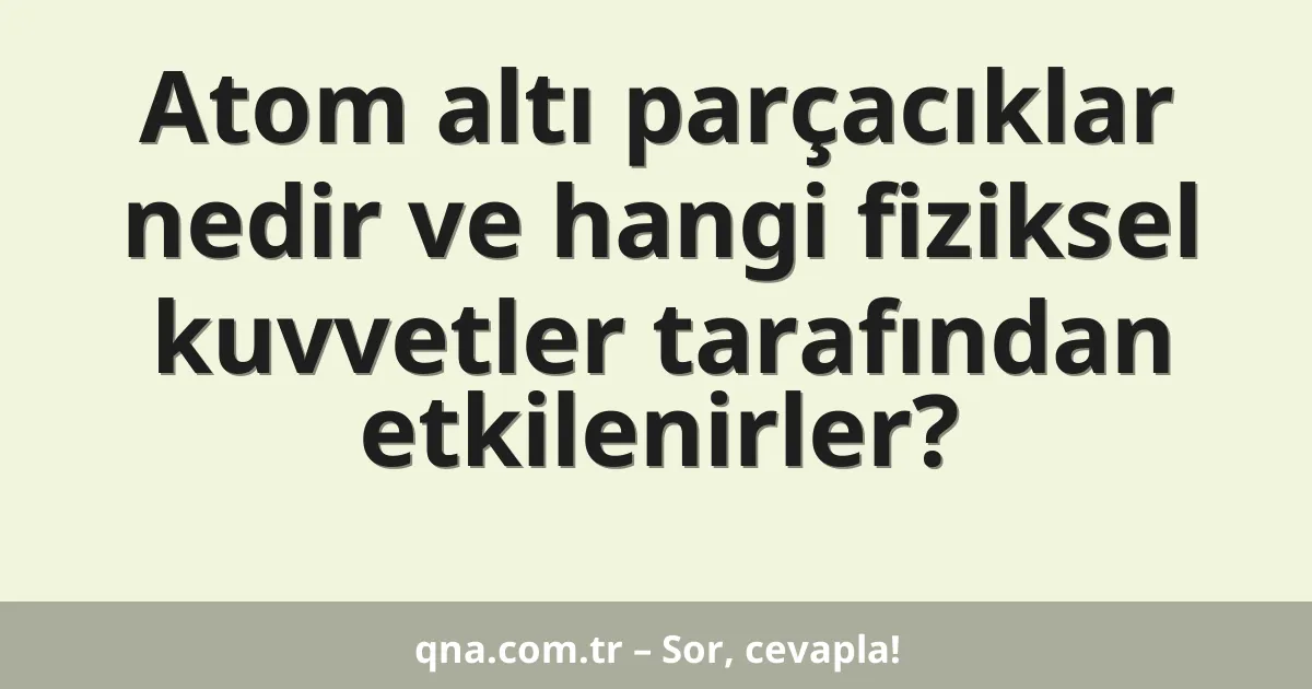 Atom altı parçacıklar nedir ve hangi fiziksel kuvvetler tarafından etkilenirler?