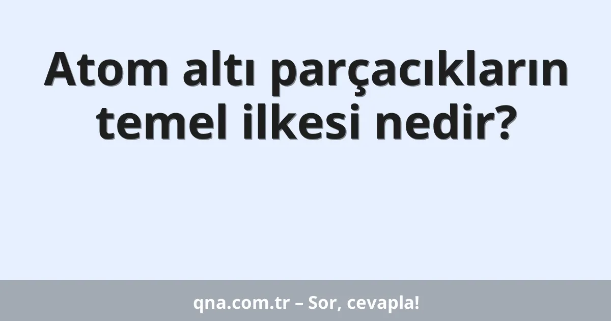 Atom altı parçacıkların temel ilkesi nedir?