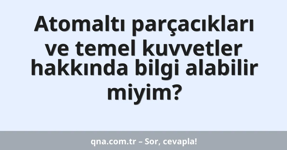 Atomaltı parçacıkları ve temel kuvvetler hakkında bilgi alabilir miyim?