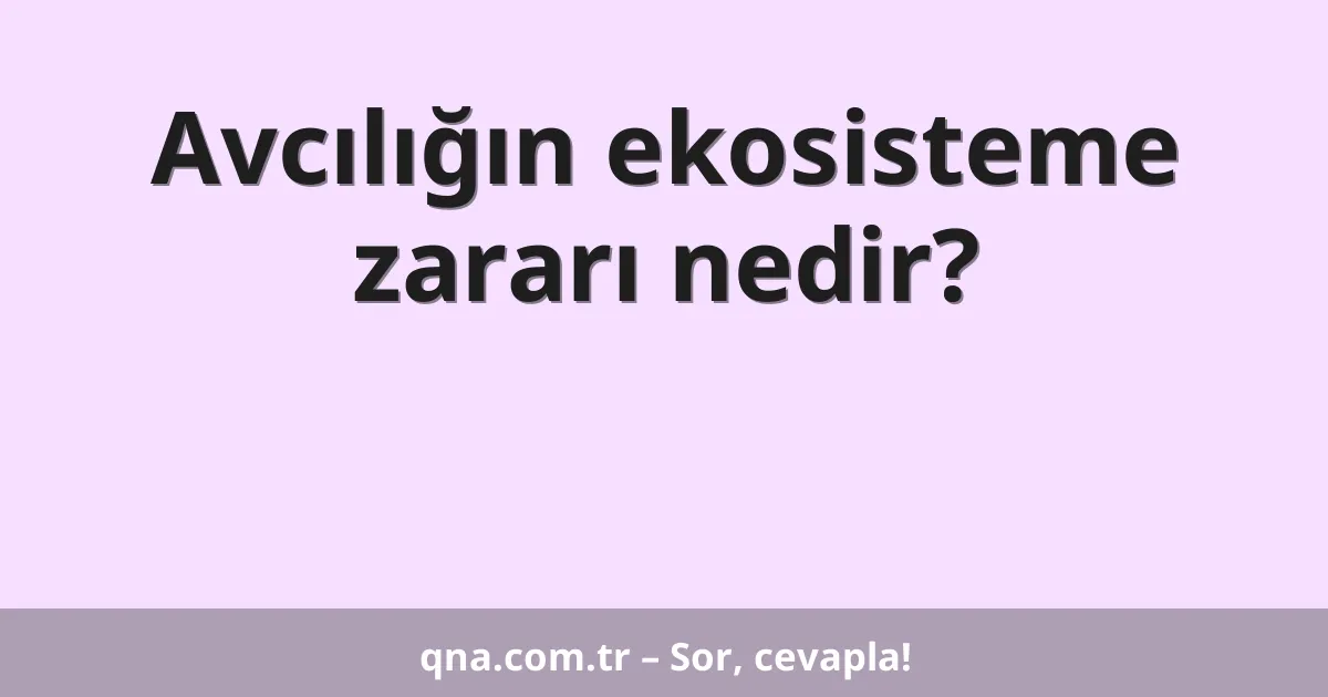 Avcılığın ekosisteme zararı nedir?