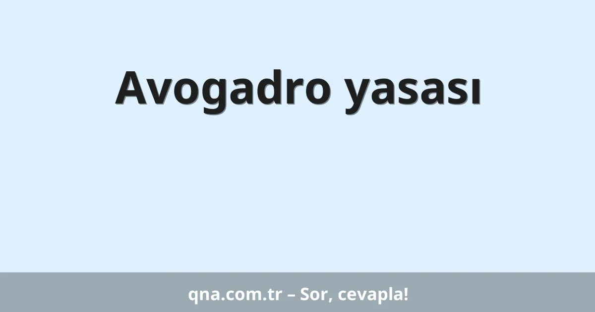 Avogadro yasası