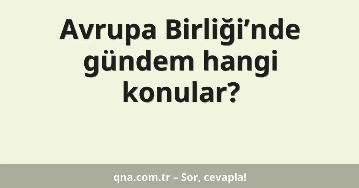 Avrupa Birliği’nde gündem hangi konular?