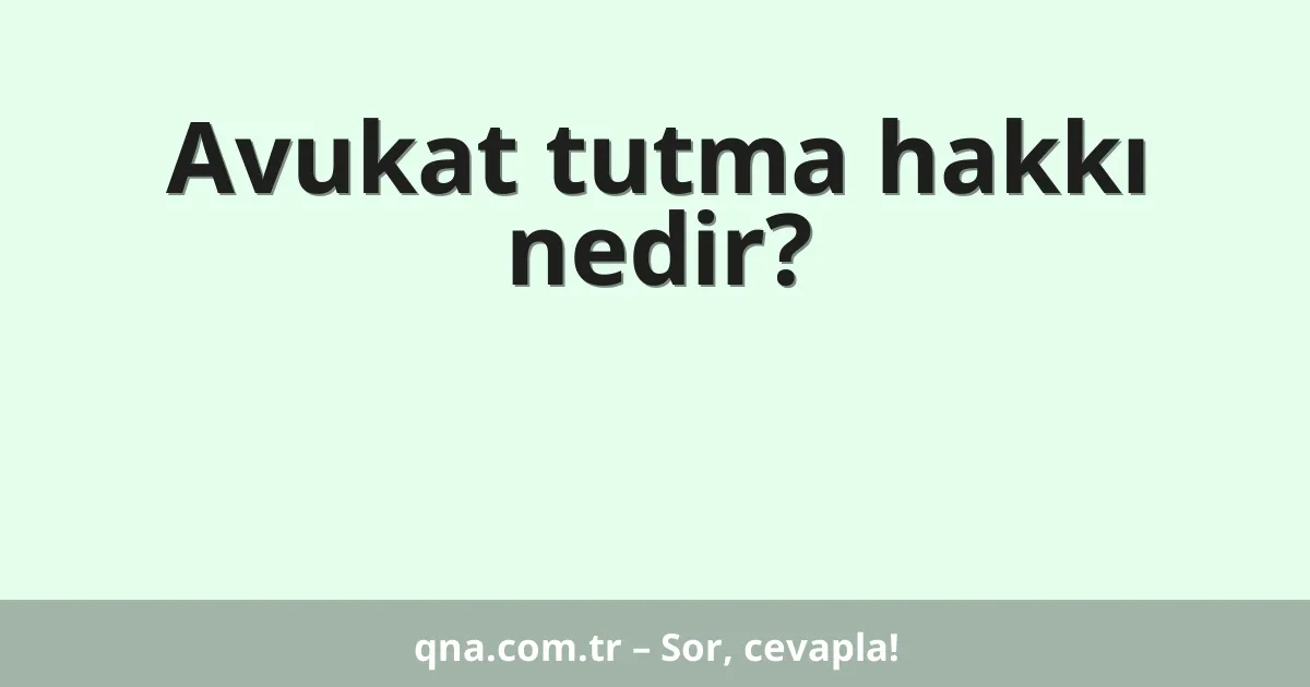 Avukat tutma hakkı nedir?