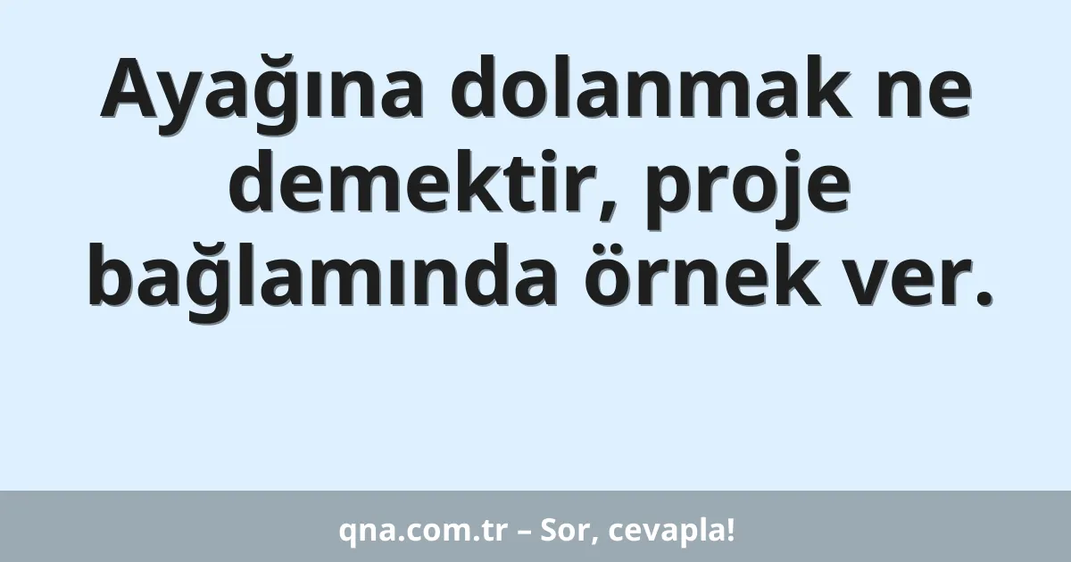 Ayağına dolanmak ne demektir, proje bağlamında örnek ver.