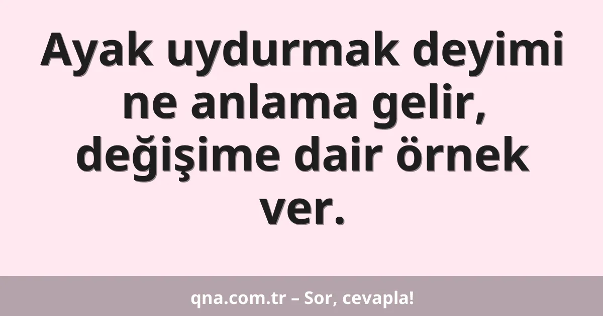 Ayak uydurmak deyimi ne anlama gelir, değişime dair örnek ver.