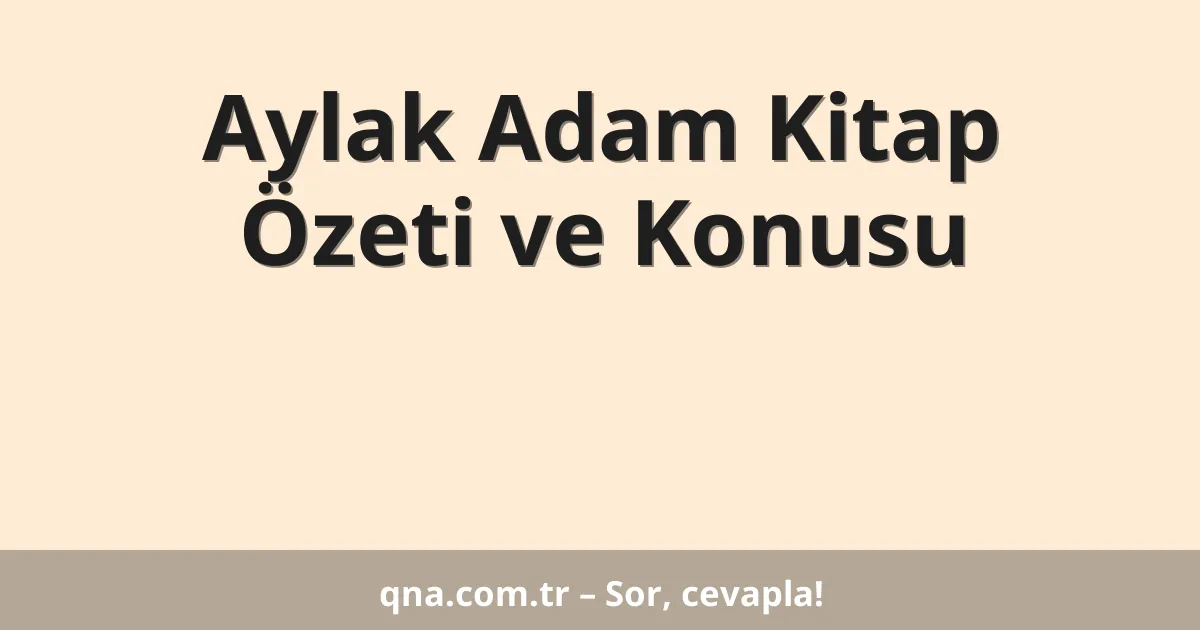 Aylak Adam Kitap Özeti ve Konusu