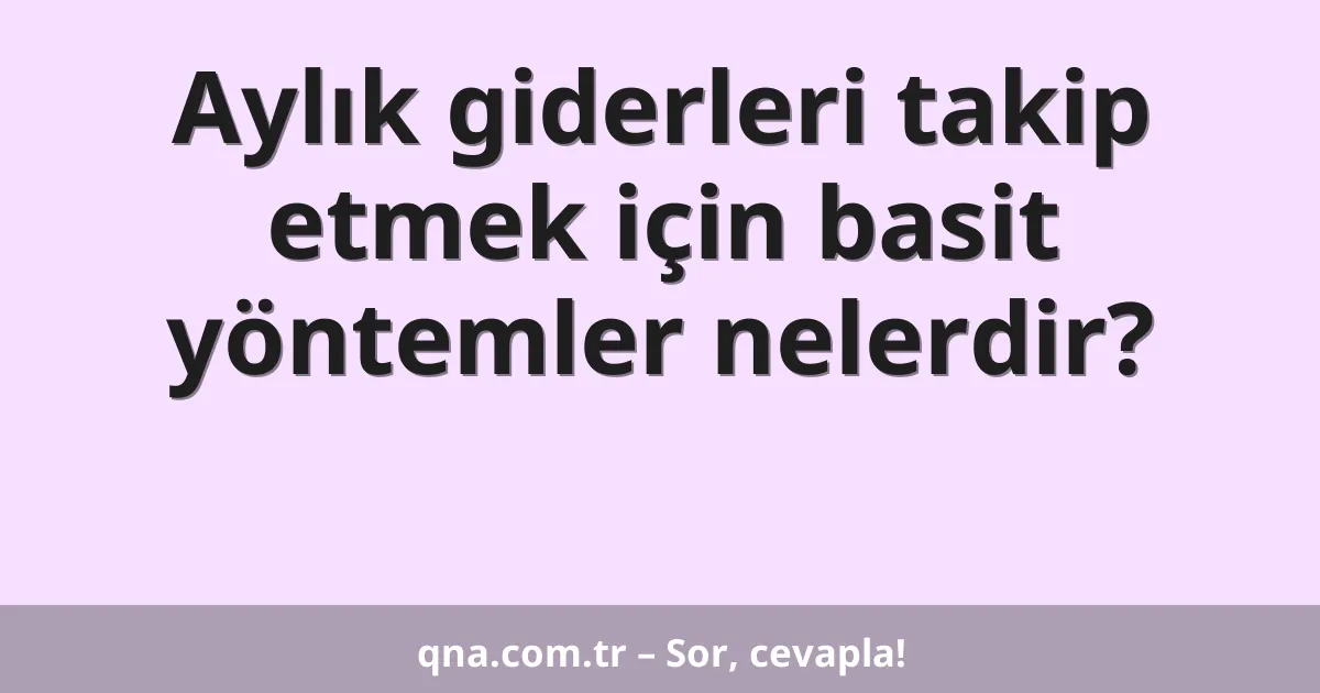 Aylık giderleri takip etmek için basit yöntemler nelerdir?