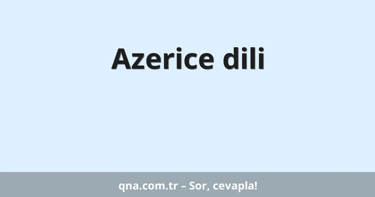 Azerice dili