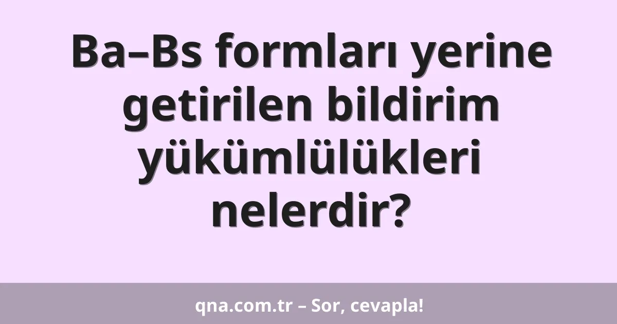 Ba–Bs formları yerine getirilen bildirim yükümlülükleri nelerdir?