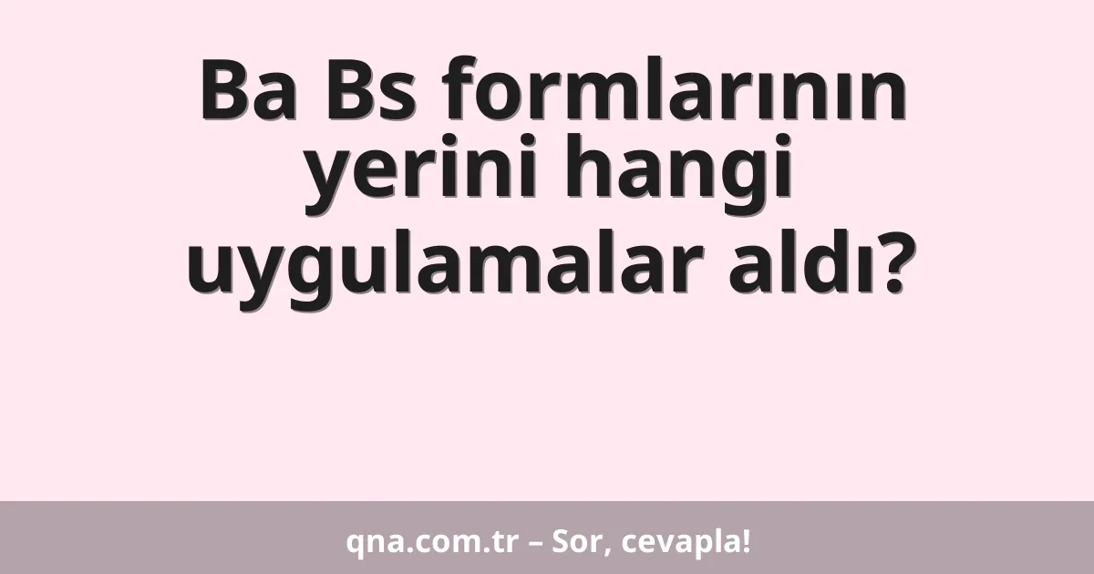 Ba Bs formlarının yerini hangi uygulamalar aldı?