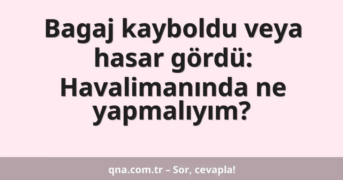 Bagaj kayboldu veya hasar gördü: Havalimanında ne yapmalıyım?