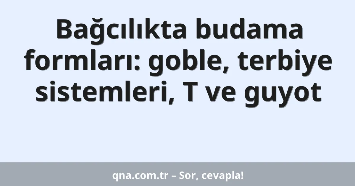 Bağcılıkta budama formları: goble, terbiye sistemleri, T ve guyot