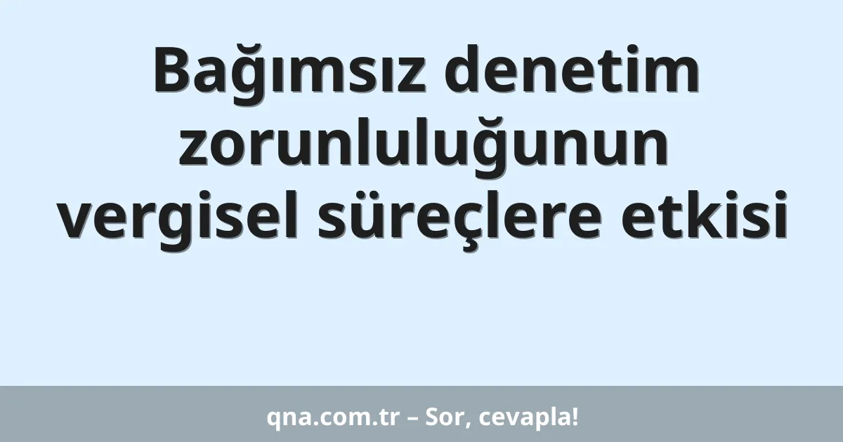 Bağımsız denetim zorunluluğunun vergisel süreçlere etkisi
