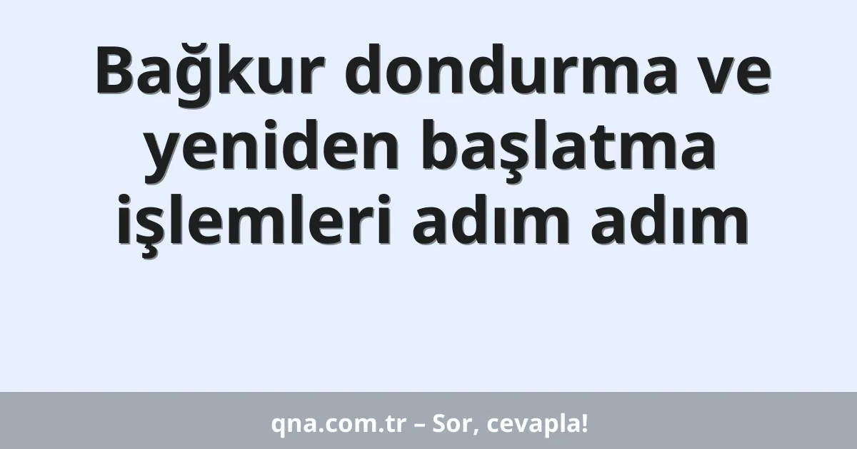 Bağkur dondurma ve yeniden başlatma işlemleri adım adım