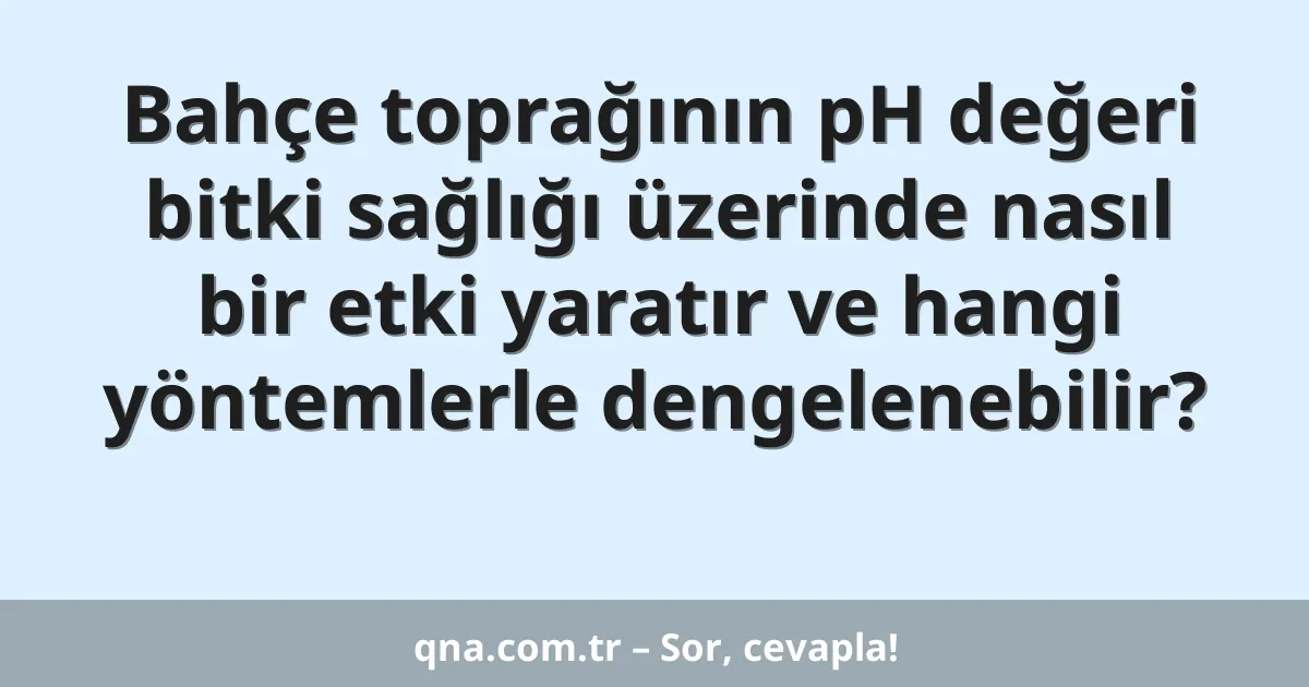 Bahçe toprağının pH değeri bitki sağlığı üzerinde nasıl bir etki yaratır ve hangi yöntemlerle dengelenebilir?