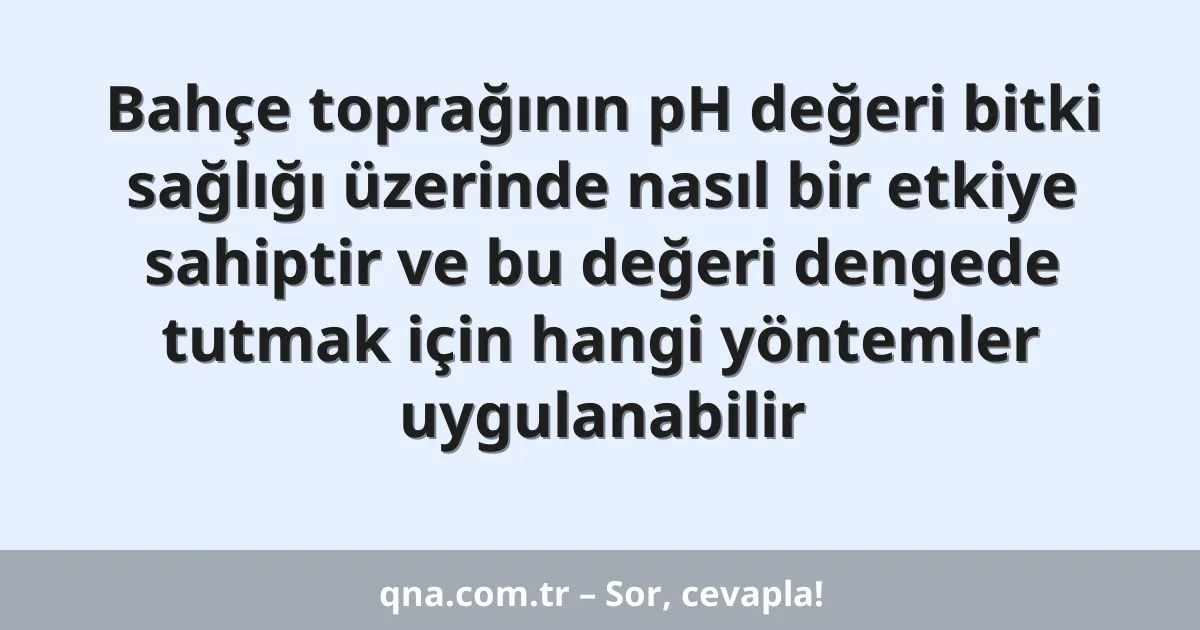 Bahçe toprağının pH değeri bitki sağlığı üzerinde nasıl bir etkiye sahiptir ve bu değeri dengede tutmak için hangi yöntemler uygulanabilir