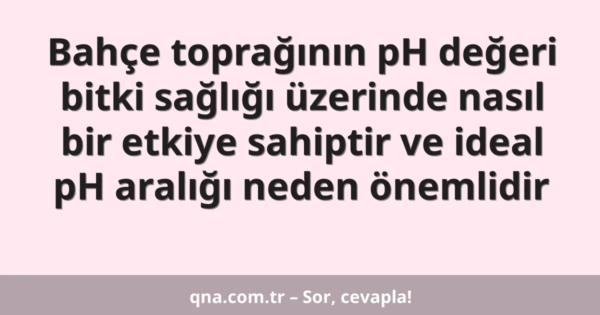 Bahçe toprağının pH değeri bitki sağlığı üzerinde nasıl bir etkiye sahiptir ve ideal pH aralığı neden önemlidir