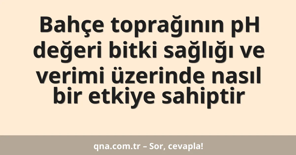 Bahçe toprağının pH değeri bitki sağlığı ve verimi üzerinde nasıl bir etkiye sahiptir