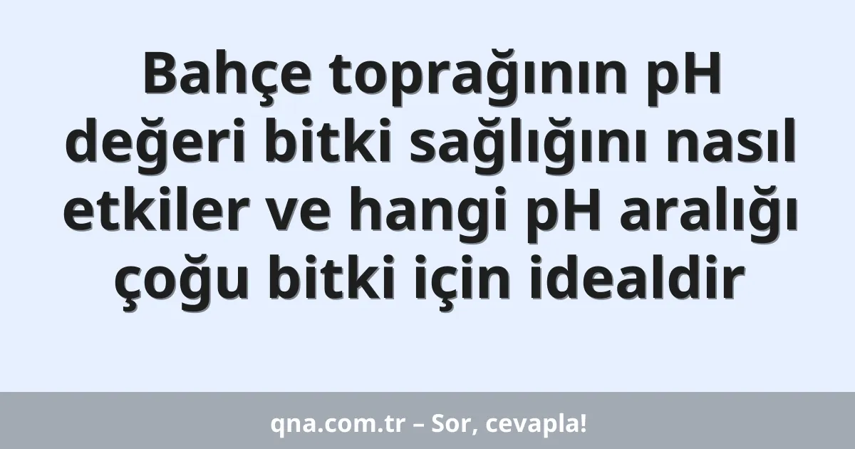 Bahçe toprağının pH değeri bitki sağlığını nasıl etkiler ve hangi pH aralığı çoğu bitki için idealdir