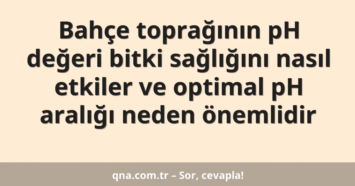 Bahçe toprağının pH değeri bitki sağlığını nasıl etkiler ve optimal pH aralığı neden önemlidir