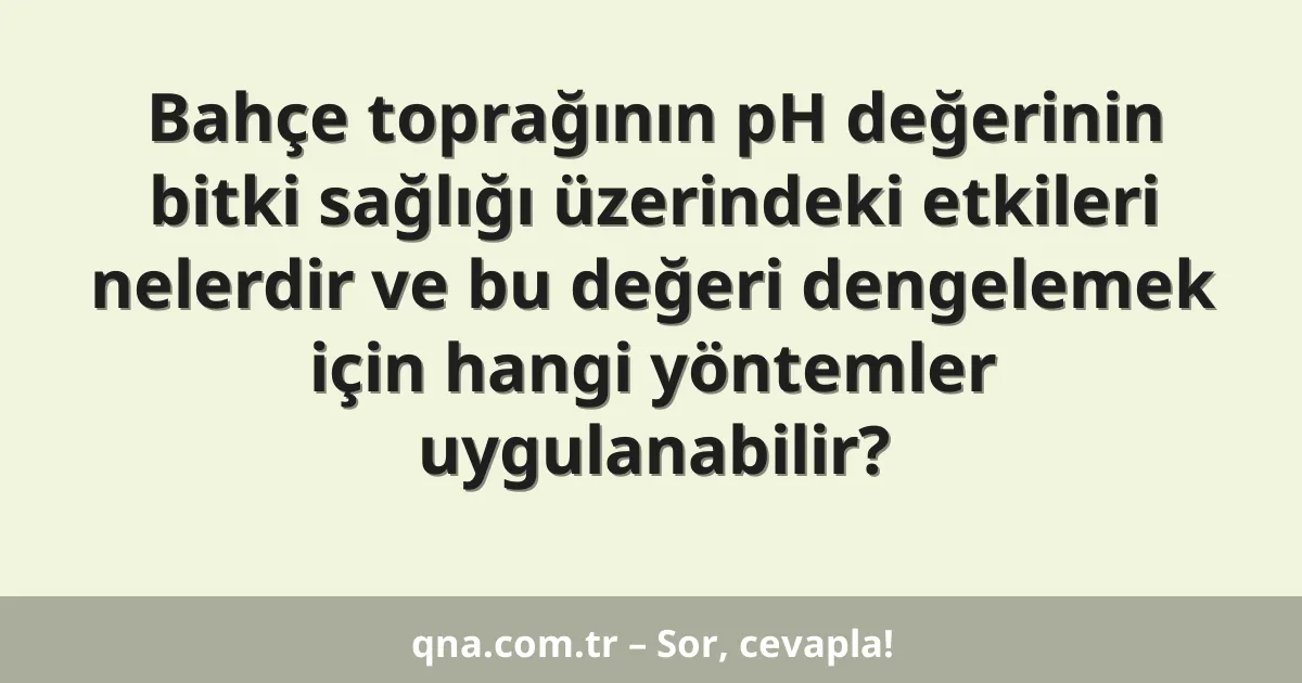 Bahçe toprağının pH değerinin bitki sağlığı üzerindeki etkileri nelerdir ve bu değeri dengelemek için hangi yöntemler uygulanabilir?