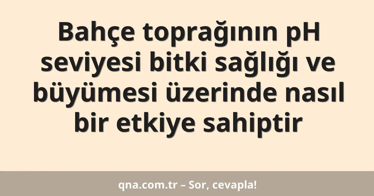 Bahçe toprağının pH seviyesi bitki sağlığı ve büyümesi üzerinde nasıl bir etkiye sahiptir